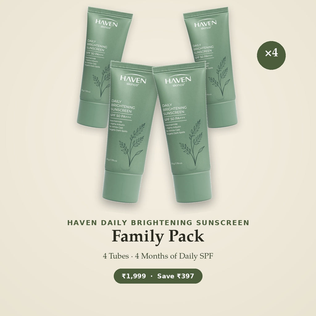HAVEN Daily Brightening Sunscreen SPF 50 PA+++ — Family Pack (4 Tubes)
